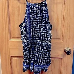 Blue and white romper dress